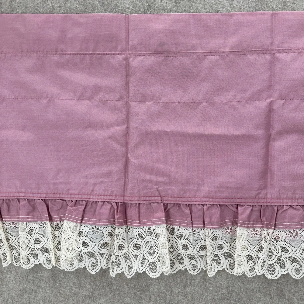 VTG Sears Mauve Pink Ruffled Lace Trim‎ Window Valance Panel Made in USA 17X79